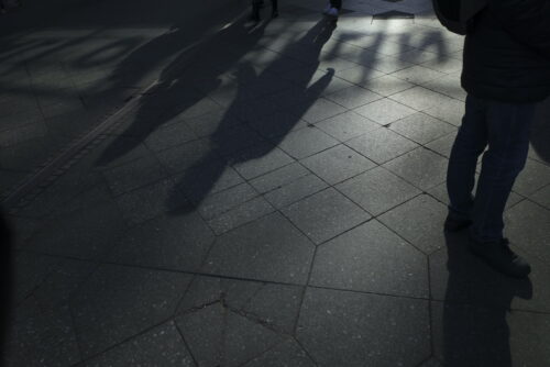 sidewalk black white